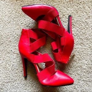 Red Strappy Pumps
